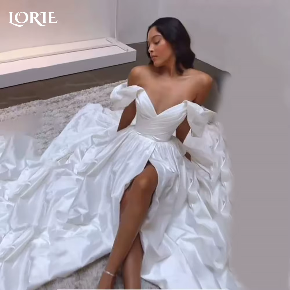 LORIE bretelles Spagetti robe de mariée élégante fente latérale col carré a-ligne robe de mariée rob
