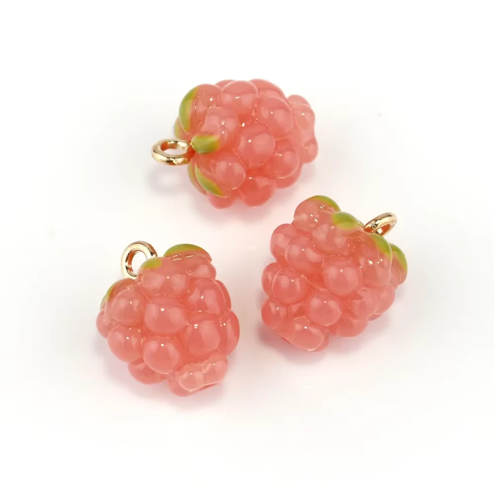 Breloques en résine de Fruits et de raisin de framboise 3D, pour boucles d'oreilles, porte-clés, Bra