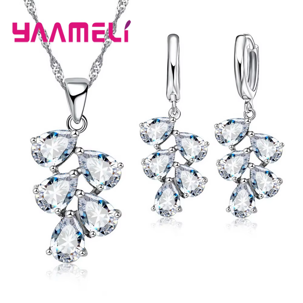 Cadeau d'anniversaire pour femmes, ensemble de bijoux tendance en argent sterling 925, pendentifs en