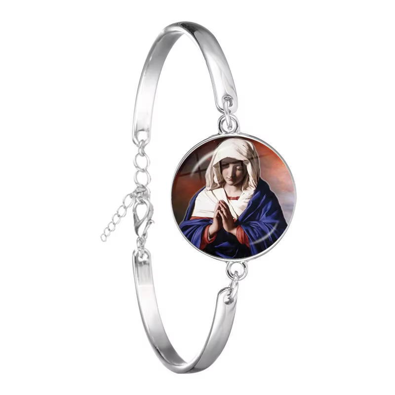 Bracelet en verre catholique Notre-Dame d'Isabelle Upe, Vierge, Mère, Marie, Bracelet breton religie