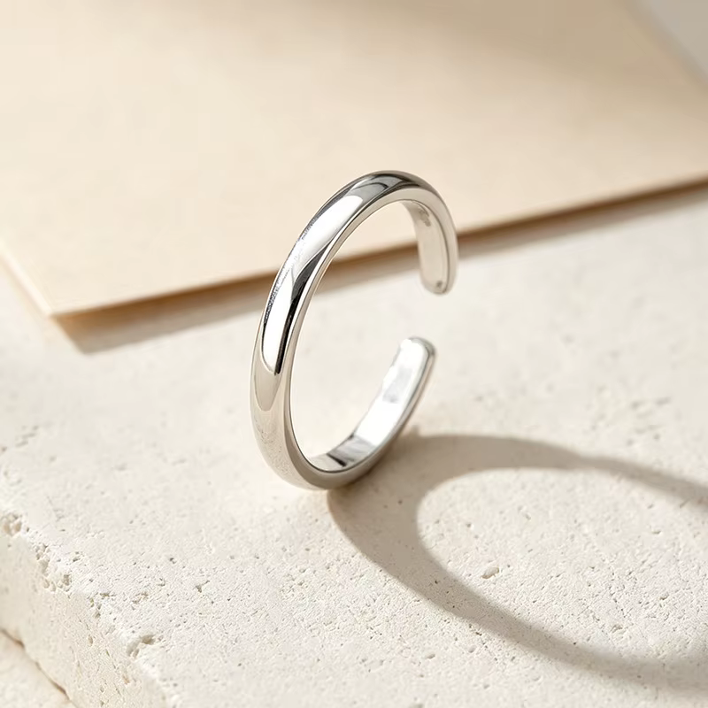 GANPUP – petite bague rose polie couleur argent, bijoux faits à la main simples et tendance pour fem