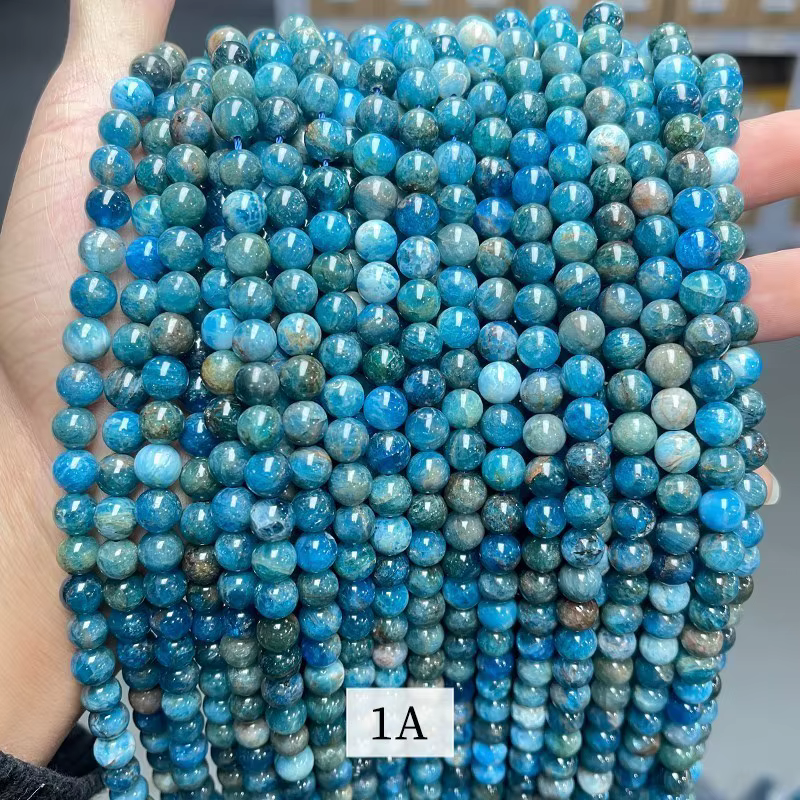 Perles rondes en Apatite bleue naturelle, pour la fabrication de bijoux, breloques, collier, boucles