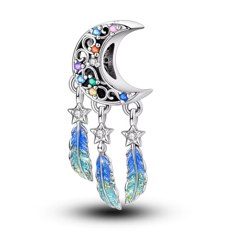 Breloques attrape-rêves étoile et lune en argent sterling 925 pour femmes, compatibles avec les brac