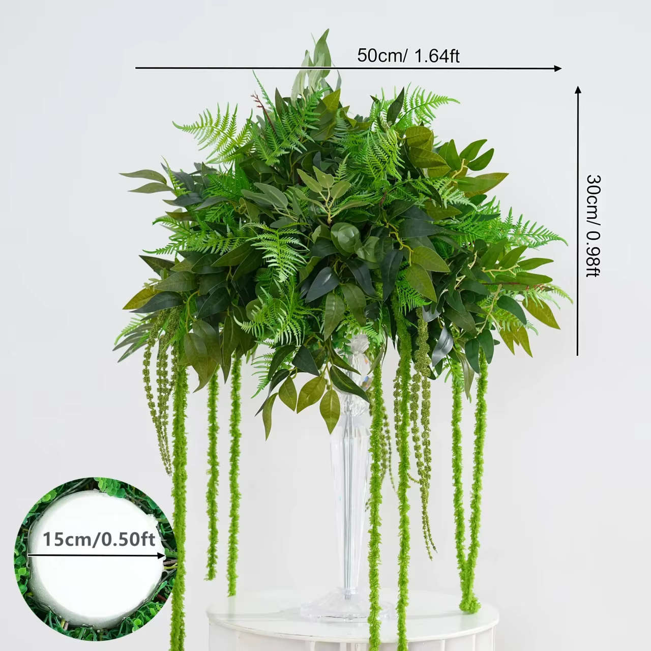 A8868 Mori verdure feuilles plantes suspendues vigne Table de mariage pièce maîtresse fleur boule dé