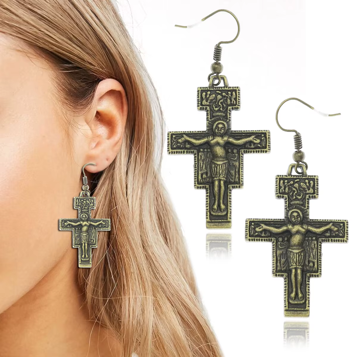 Collier Vintage en forme de croix Saint-Saint François d'Assisi Tau San Damiano, amulette Crucifix c
