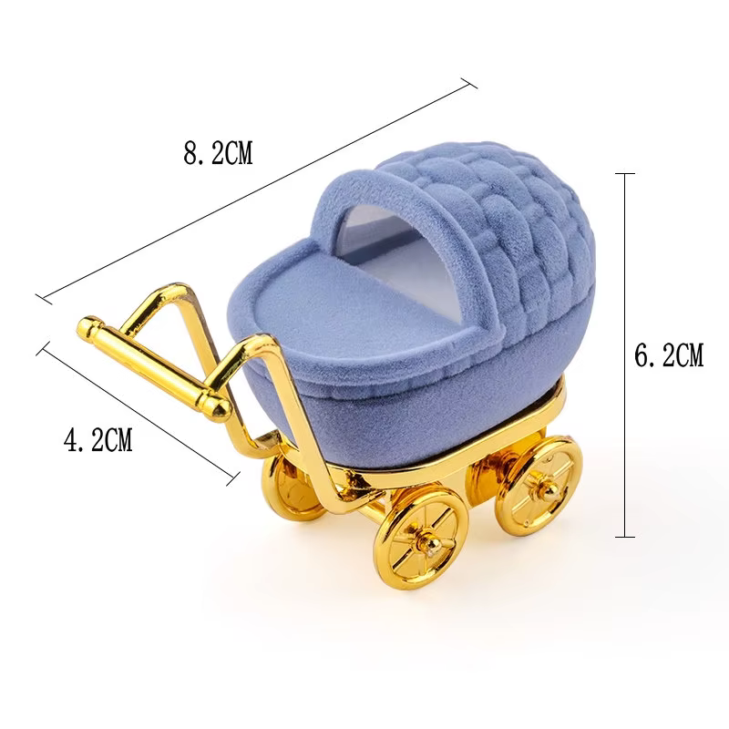1 Pièce Boîte à bijoux en velours élégante, design chariot de bébé, boîte à alliances, boîte cadeau,