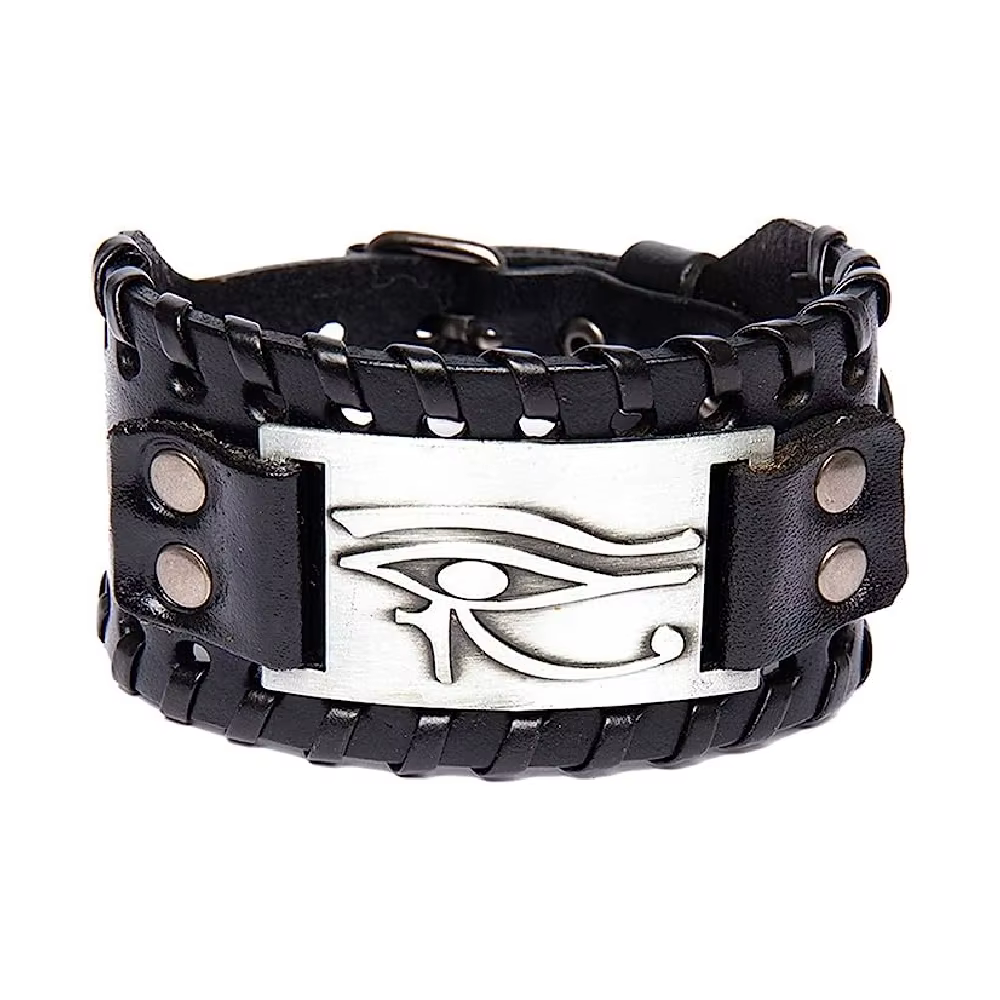 YILUOCD-Bracelets ronds viking en cuir véritable, bijoux de poignet masculins, œil d'Horus, bracelet