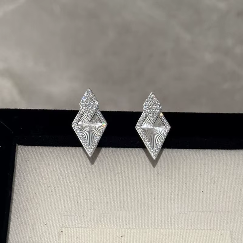 ANENJERY – boucles d'oreilles en Zircon pour femmes, couleur argent, géométriques, brossées, en form