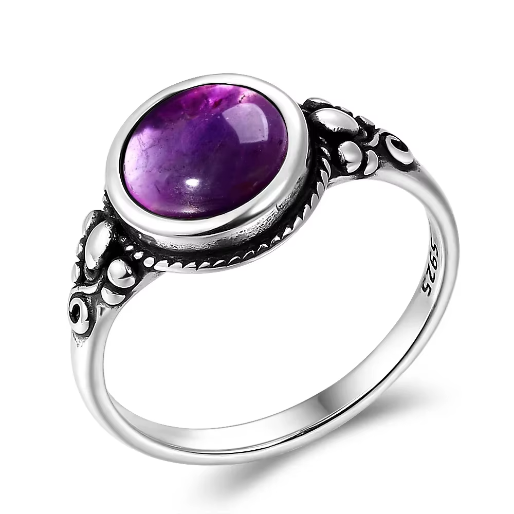 Nouvelle tendance : Bagues en améthyste pour femmes, bijoux en améthyste plaqués argent, pour la vie