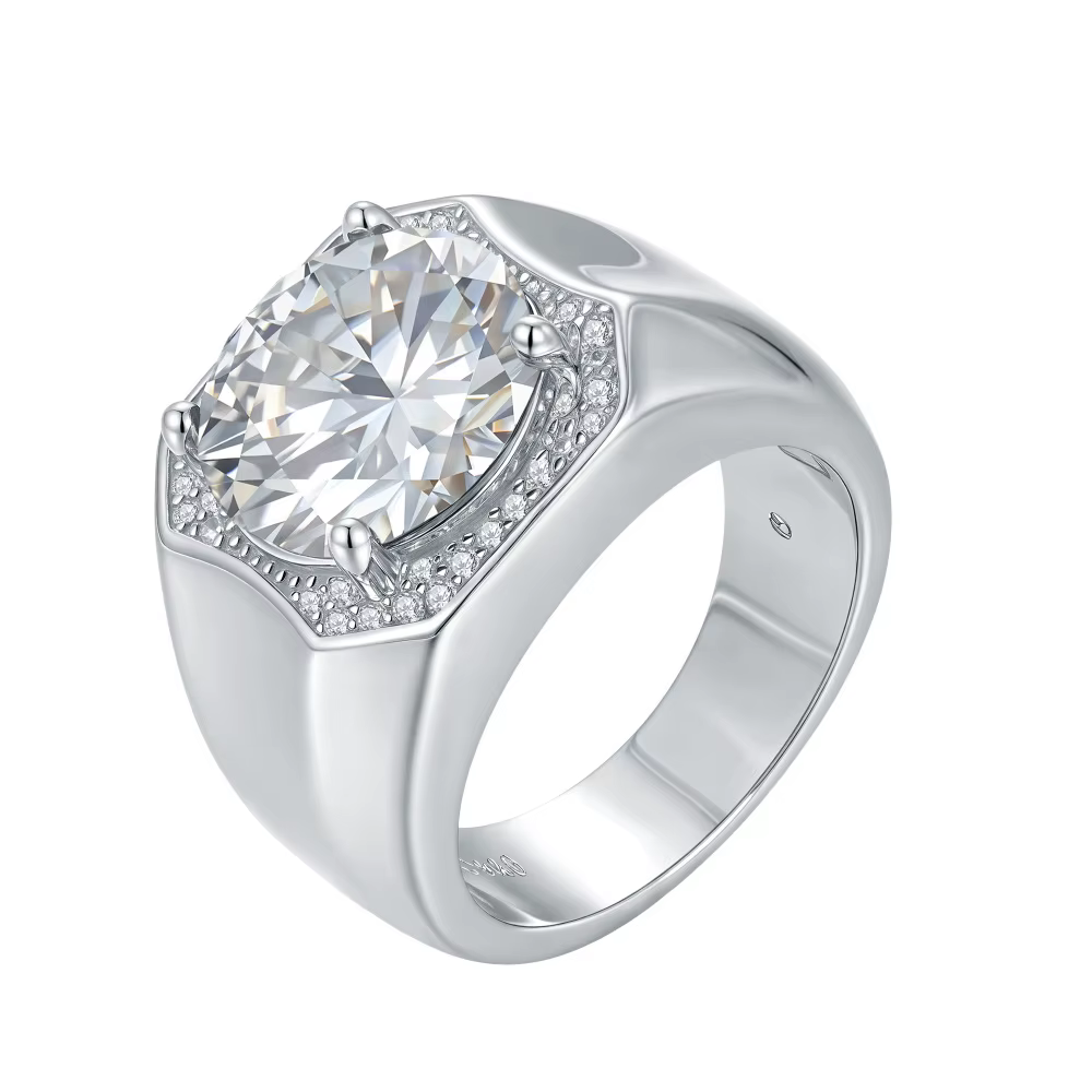 Bagues en diamant Moissanite véritable 5 carats pour hommes et femmes, bague d'affaires scintillante