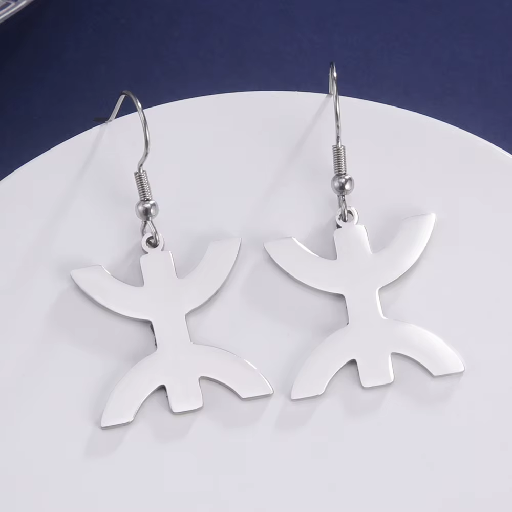 Boucles d'oreilles en acier inoxydable, bijoux religieux égyptiens, symboles berbères, lettres amazi