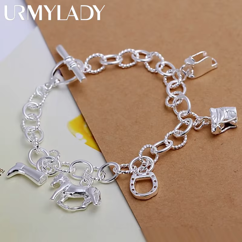 URMYLADY femmes dame 925 en argent Sterling breloques cheval bijoux mode haute qualité saint valenti