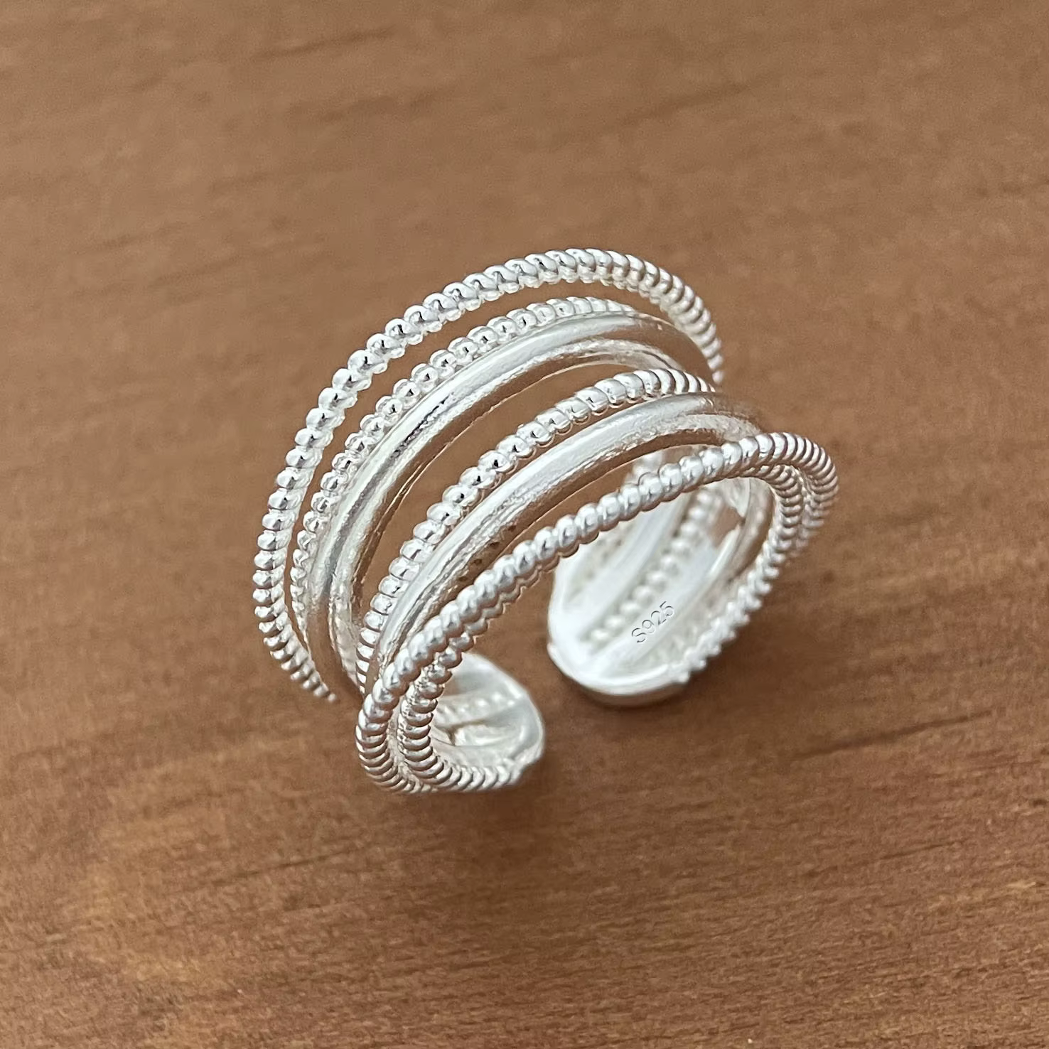 Bagues en argent regardé 925 pour femmes, faites à la main, simple, interligne, bague bleue, cadeau 