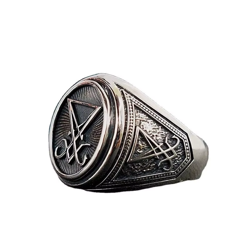 Lucifer Morningstar anneau Cosplay accessoires Satan anneaux bijoux Vintage Goth satanique chevalièr