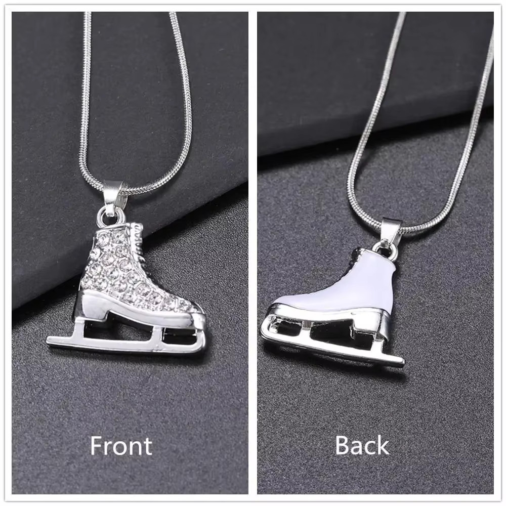 Collier pendentif patineuse sur glace 3D Skyrim en cristal, couleur argent, long collier, bijoux pou