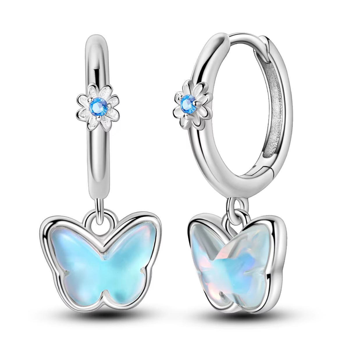 Boucles d'oreilles pendantes en argent sterling 925 avec opale aurore, style féerique rêveur, bijoux