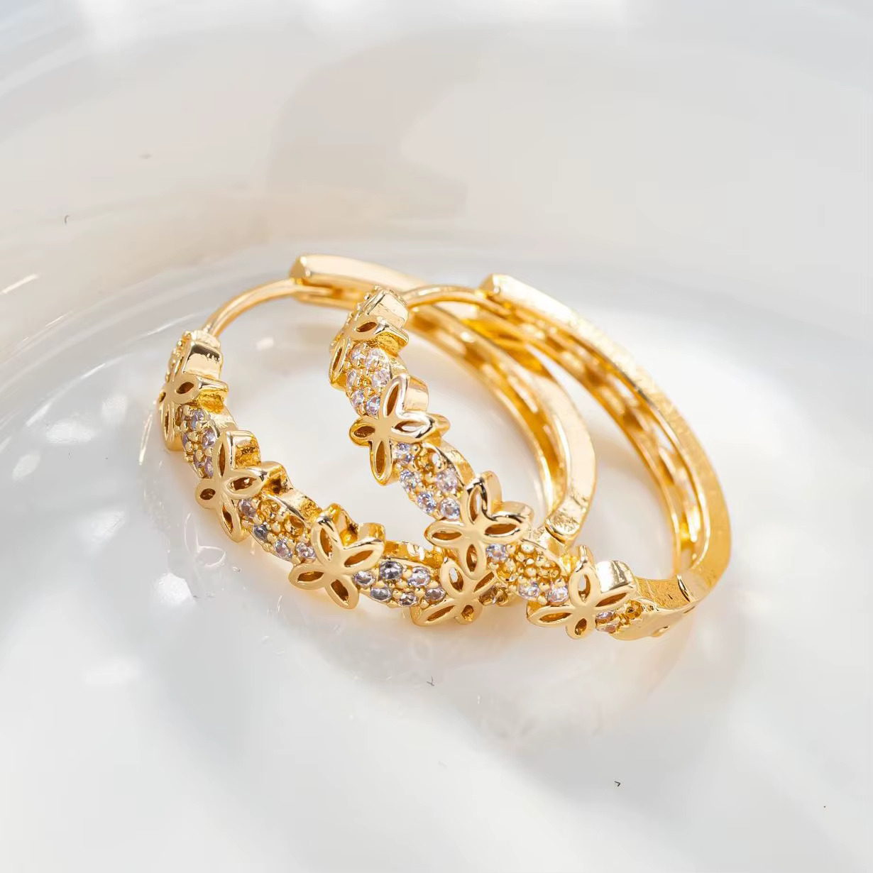Déclaration femme arc-en-ciel fleur Zircon pierre boucles d'oreilles de luxe couleur or bijoux de ma