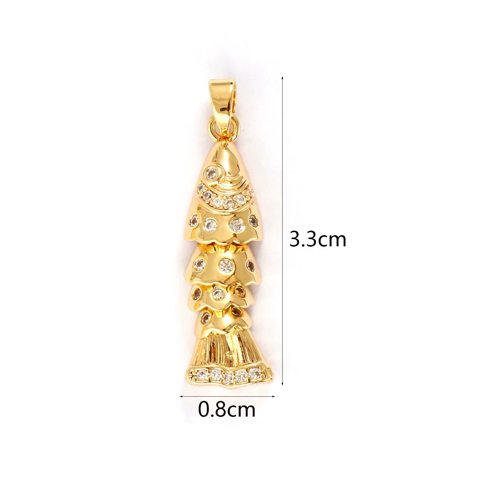 Bijoux océan en laiton, pendentifs en forme de poisson plaqué or 18 carats, zircone cubique transpar