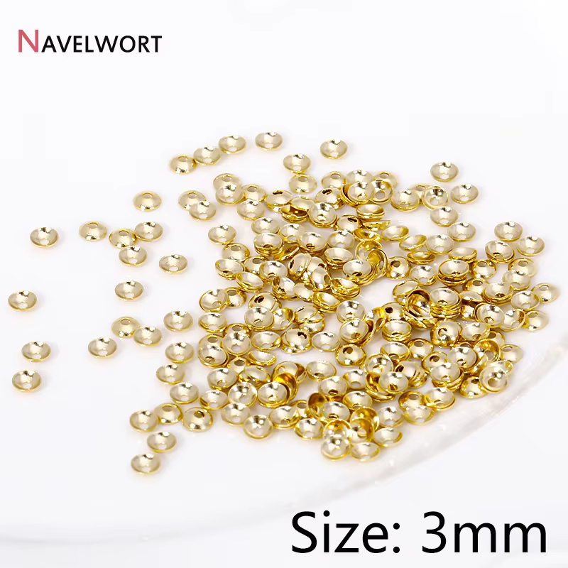 Capuchons de perles en laiton pour bijoux exécutifs, petits capuchons plaqués or 14 carats, capuchon