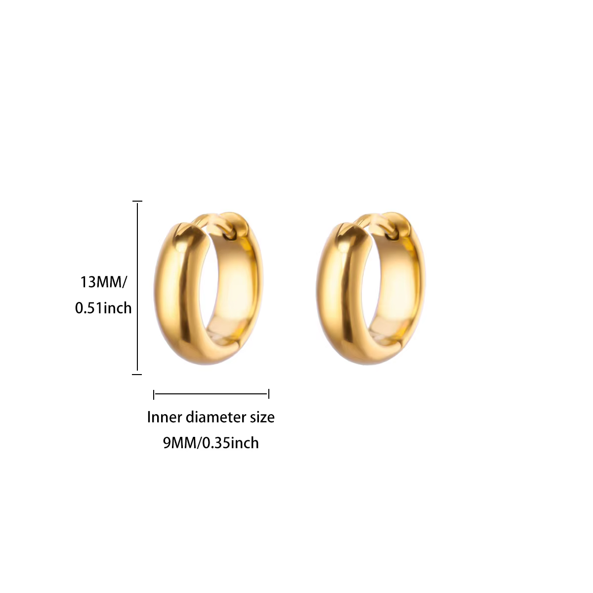 Boucles d'oreilles créoles classiques pour femmes et filles, couleur or, boucles d'oreilles épaisses