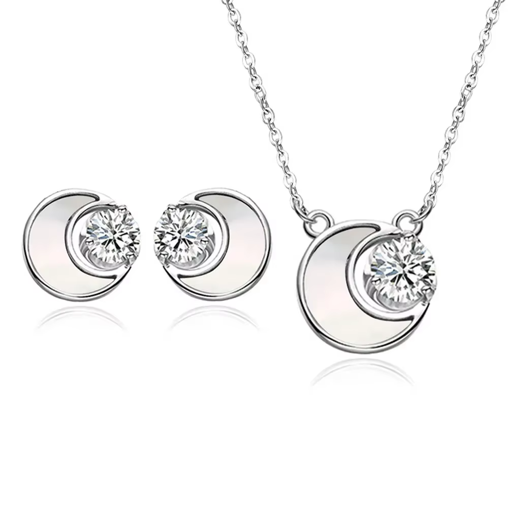 Zcomprend-Ensemble de bijoux en argent regardé 925 pour femme, boucles d'oreilles et collier, bijoux