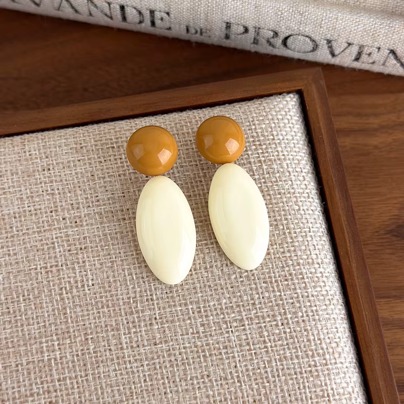 Boucles d'oreilles pendantes géométriques en résine colorée, style vintage, tendance, pour femmes, a