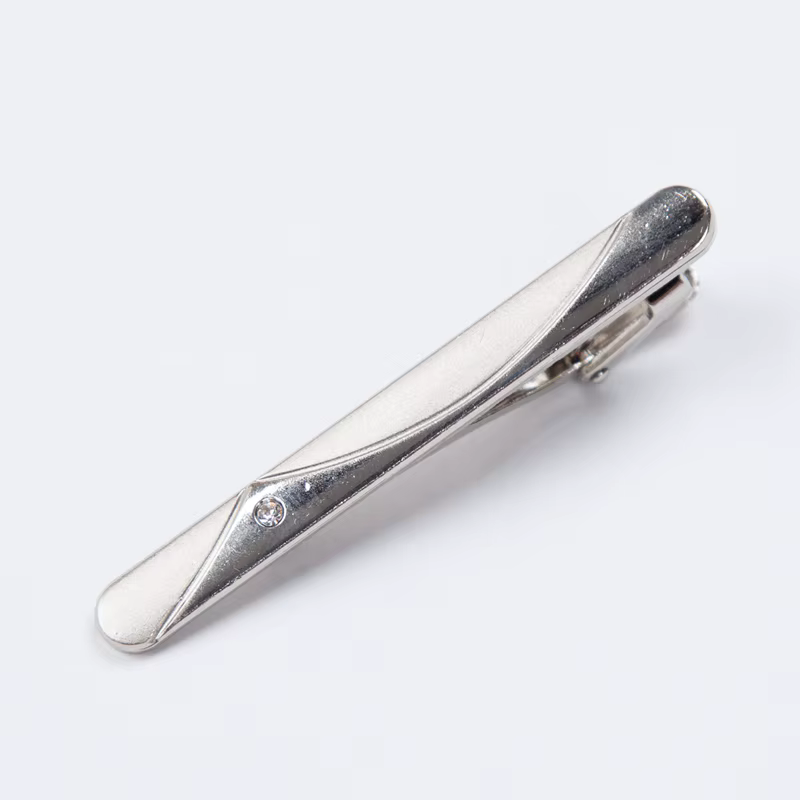 Pince à cravate en métal couleur argent pour hommes, pour cadeaux de mariage, fermoir à cravate, bar