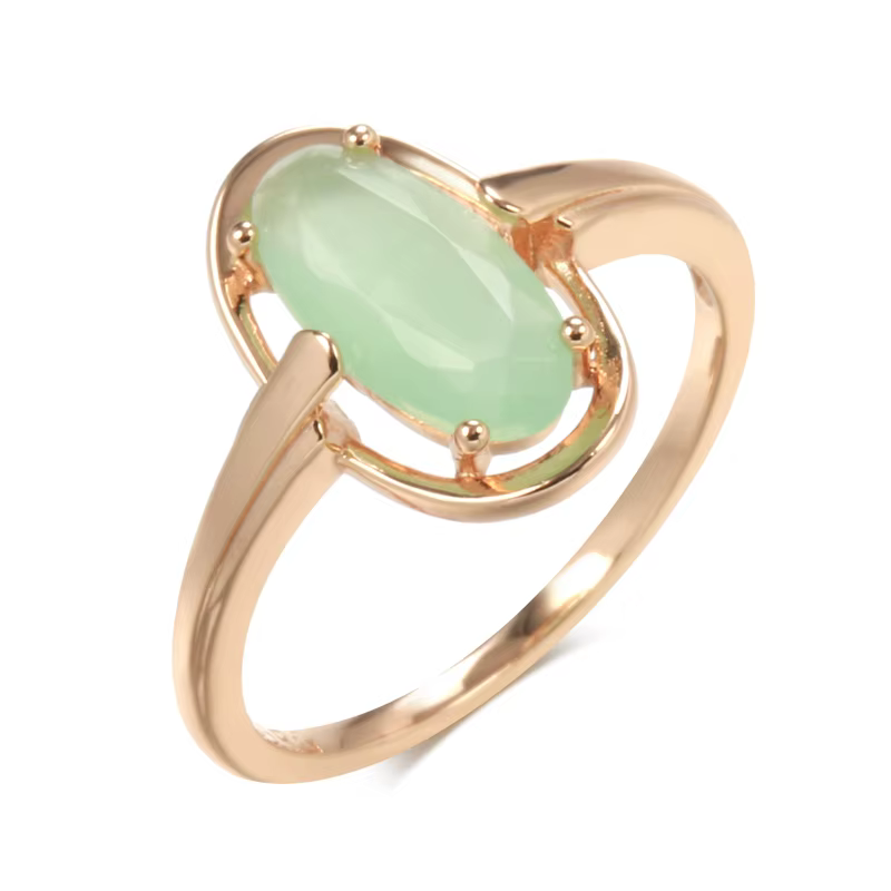 SYOUJYO – bagues en Zircon naturel émeraude pour femmes, couleur or Rose 585, bijoux fins de mariage
