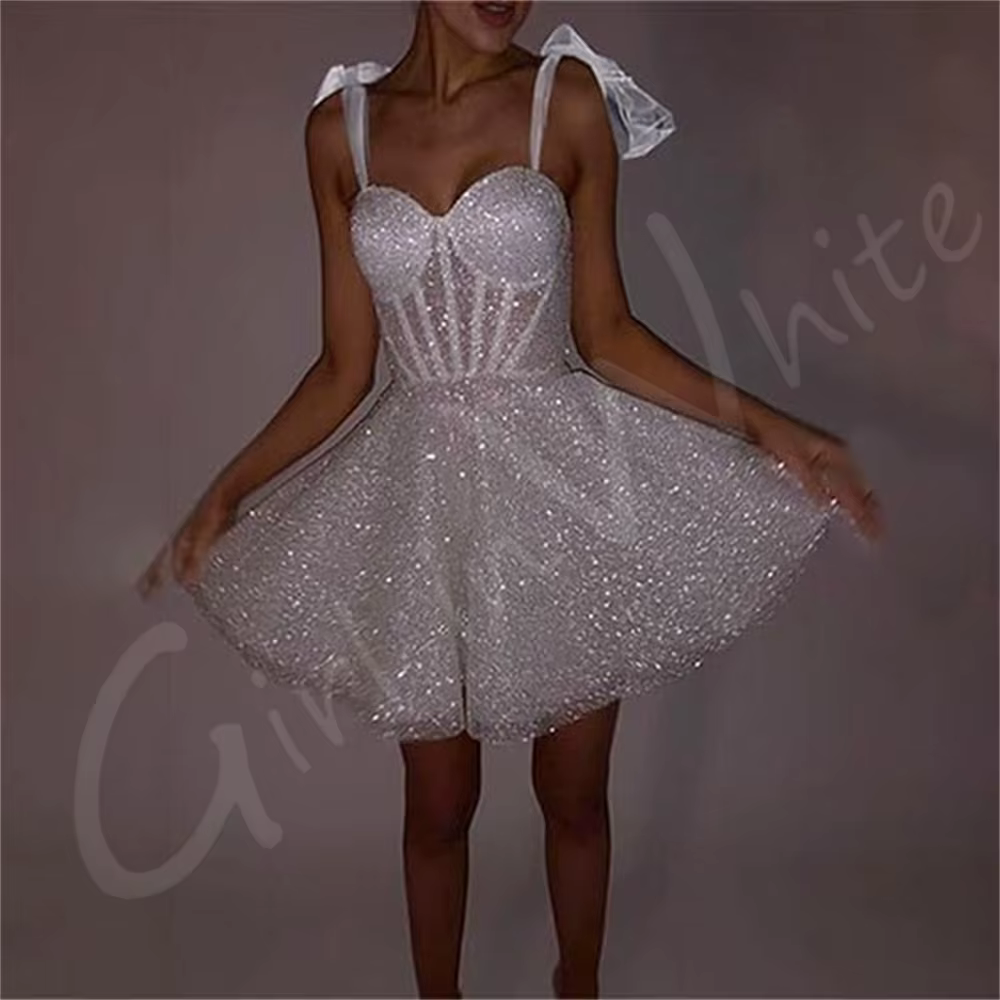 Robes de mariée corset princesse chérie, robes de mariée A-ligne personnalisées, court mini patients