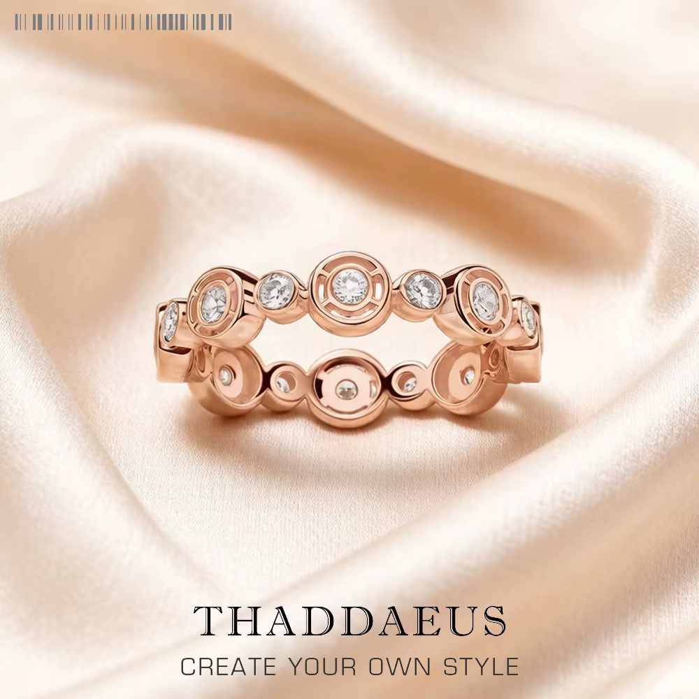 Cercles ronds bague en or Rose bijoux fins pour les femmes printemps tout nouveau cadeau romantique 