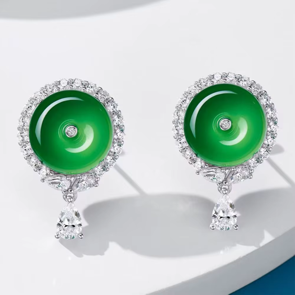 WUIHA-Boucles d'oreilles vintage en argent regardé 100% 925, vert naturel, pierres précieuses saphir