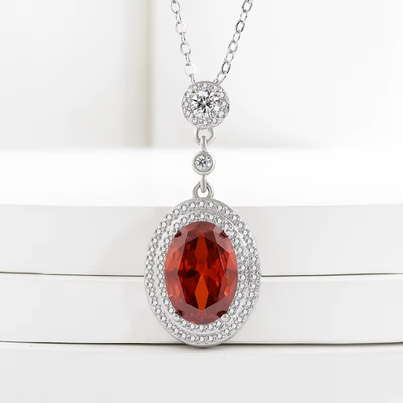 Collier en argent Sterling 925 pour femmes, pendentif Simple, grenade, Zircon rouge, rubis, Premium,