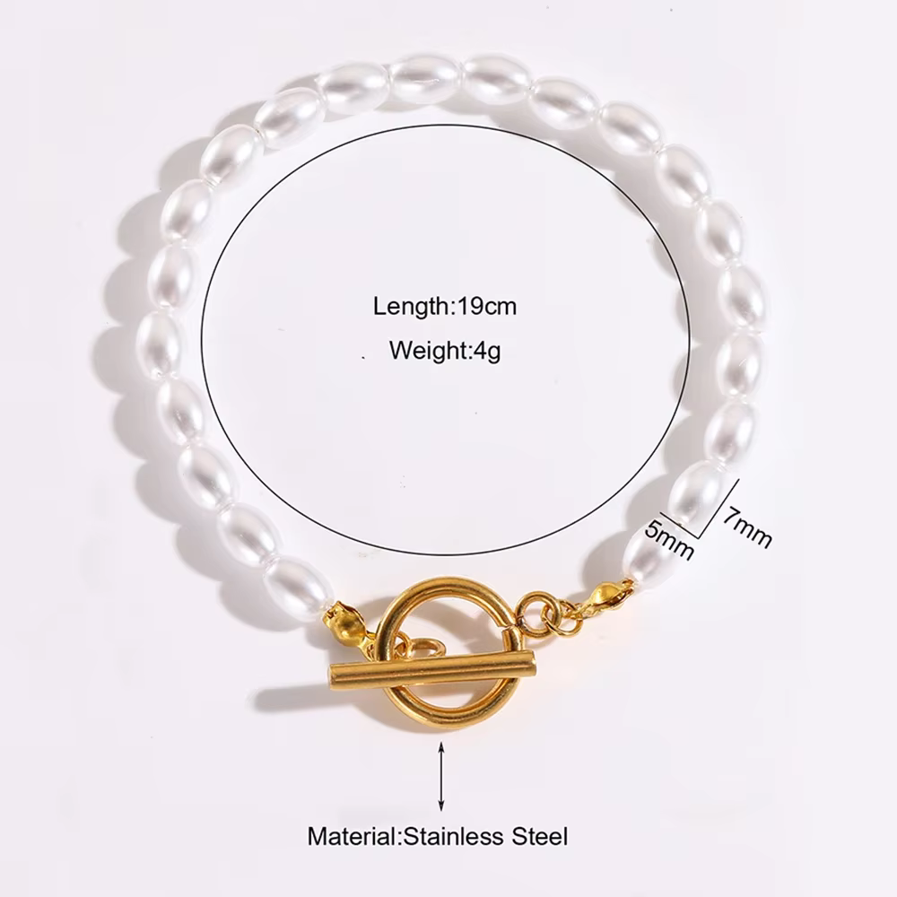 Bracelet en acier inoxydable pour femmes, Imitation de perles, haut de gamme et atmosphérique, bijou