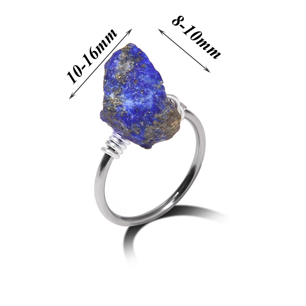 Bague en Pierre Brute Irrégulière, Quartzs, Aigue-Marine, Citrine, Bijou de Doigt en Pierre Précieus
