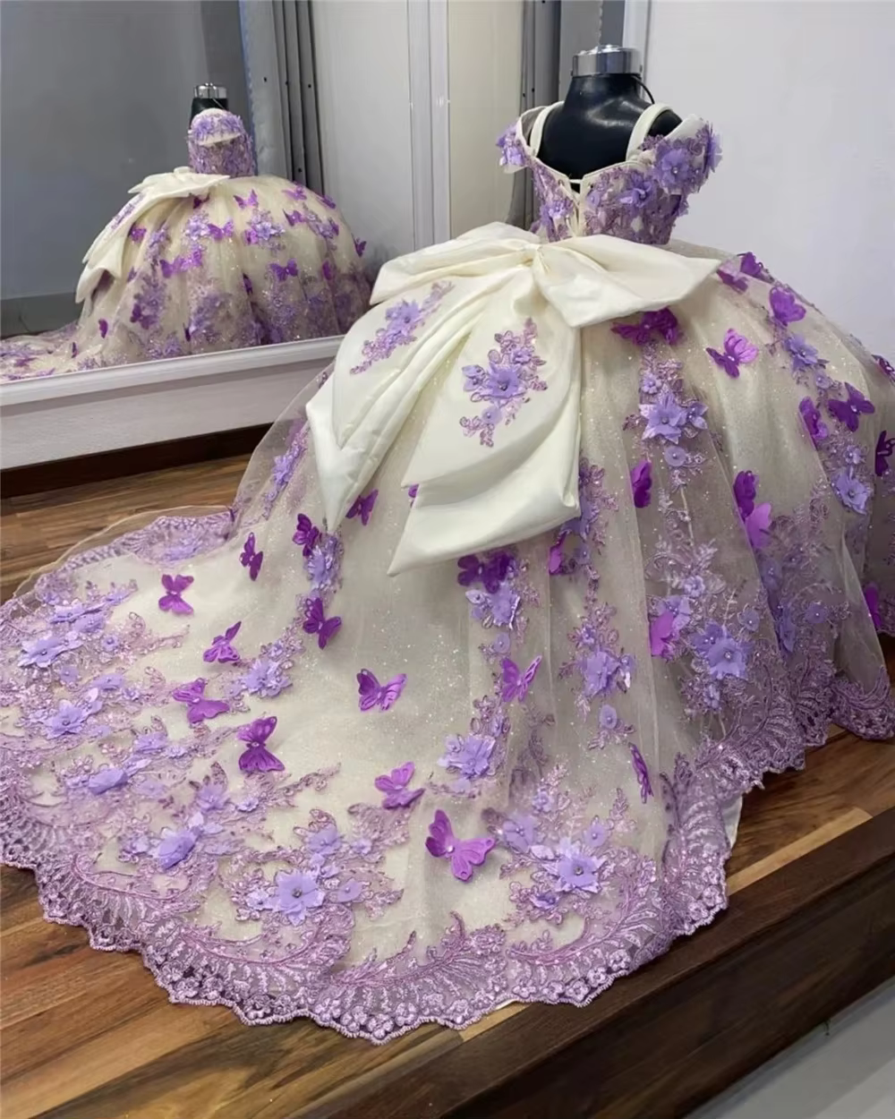 Robe de demoiselle d'honneur personnalisée pour mariage et fête de Noël, avec appliques florales 3D,