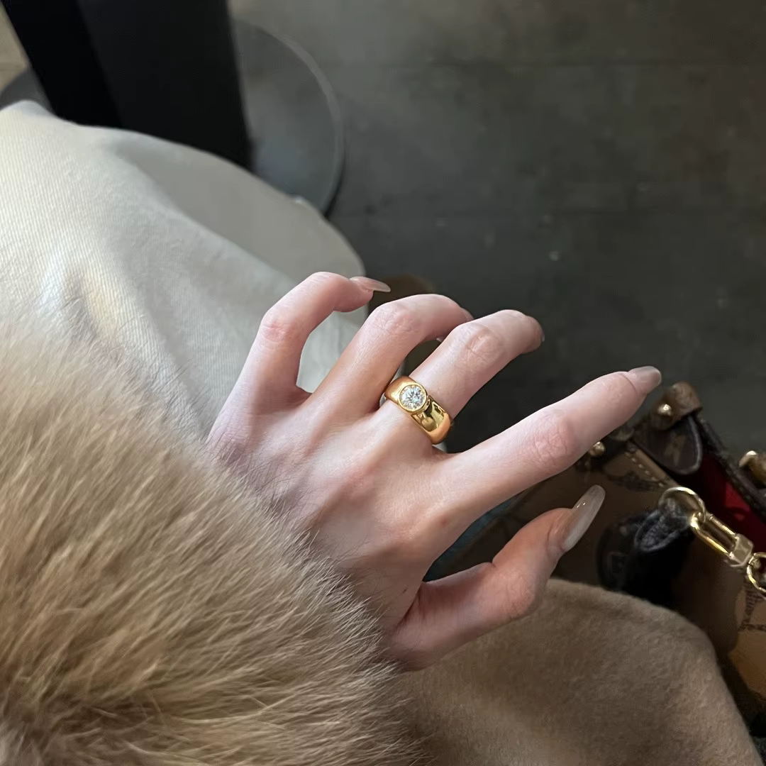 Bagues rétro brillantes en diamant rond pour femmes, incrustation Simple, mode légère, luxe, haute q