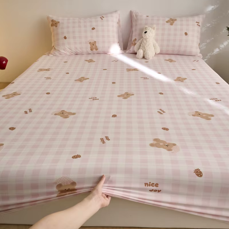 Parure de draps en soie glacée, respirante et rafraîchissante pour l'été, drap-housse et taie d'orei