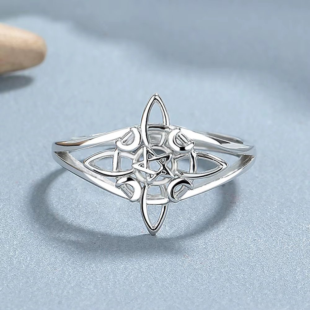 Bague ouverte originale en argent Sterling 925 avec nœud de sorcière pour femmes, amulette de sorcel