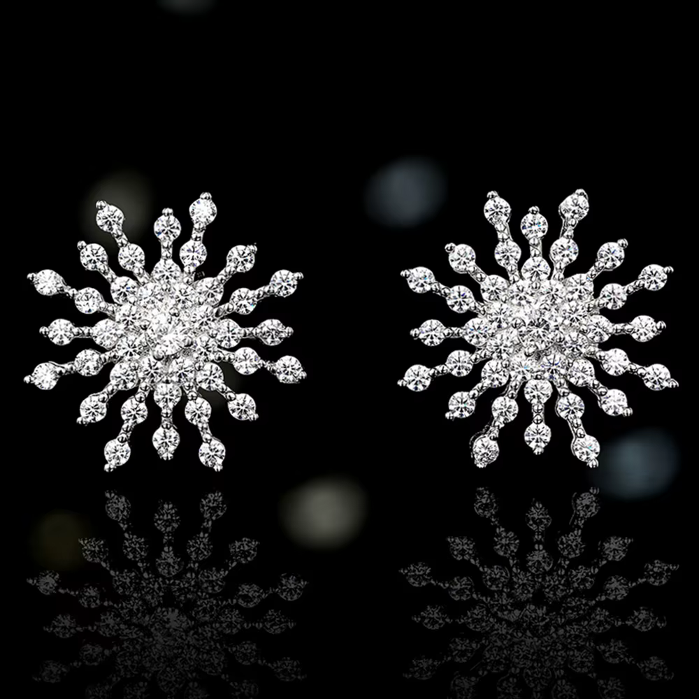 Wong Rain 100% 925 argent Sterling flocon de neige laboratoire saphir pierres précieuses boucles d'o