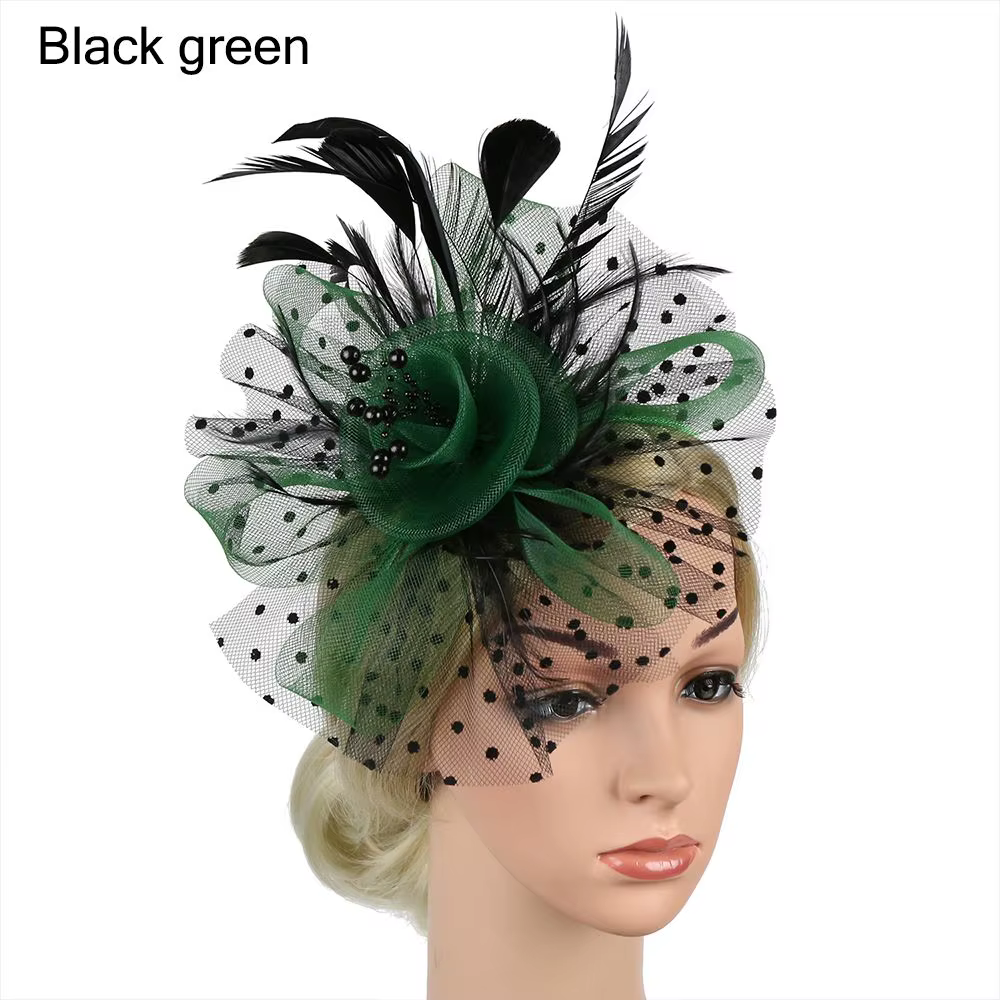 Chapeau Fascinateur pour Femme, Tea Party, Bandeau Sauna, Mariage, Cocktail, Maille, Plumes de Fleur