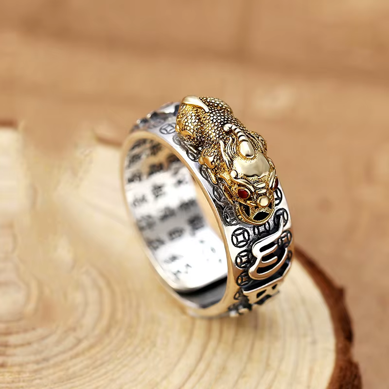 Bague Pixiu en laiton Feng Shui de chine dominatrice, amulette de richesse, bijoux porte-bonheur, pe