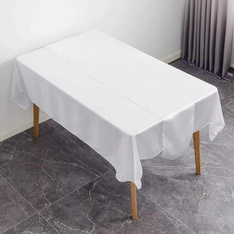 Nappes de table de mariage, chemins de table longs et lisses en satin de soie pour fêtes, anniversai