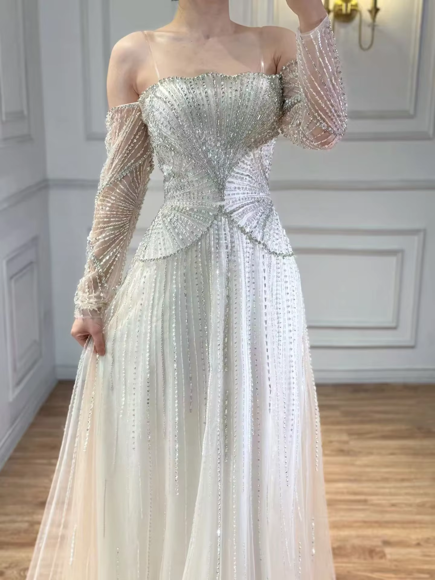Aunber – robes de soirée de luxe personnalisées, couleur beige, style arabe, de Dubai, de célèbres d