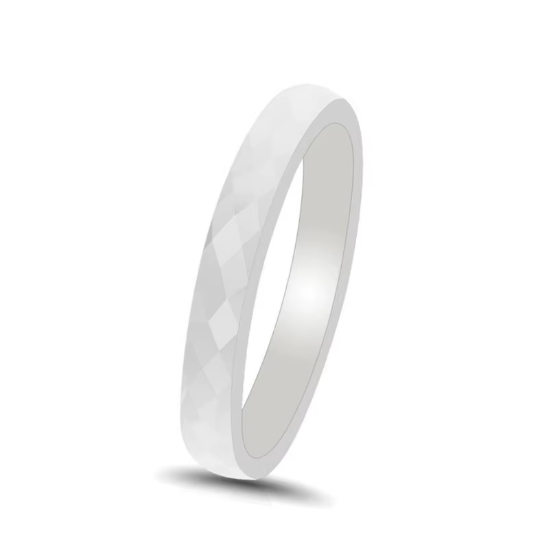 Bague de mariage en céramique à facettes blanches/noires fines de 3mm, pour femmes et hommes, taille