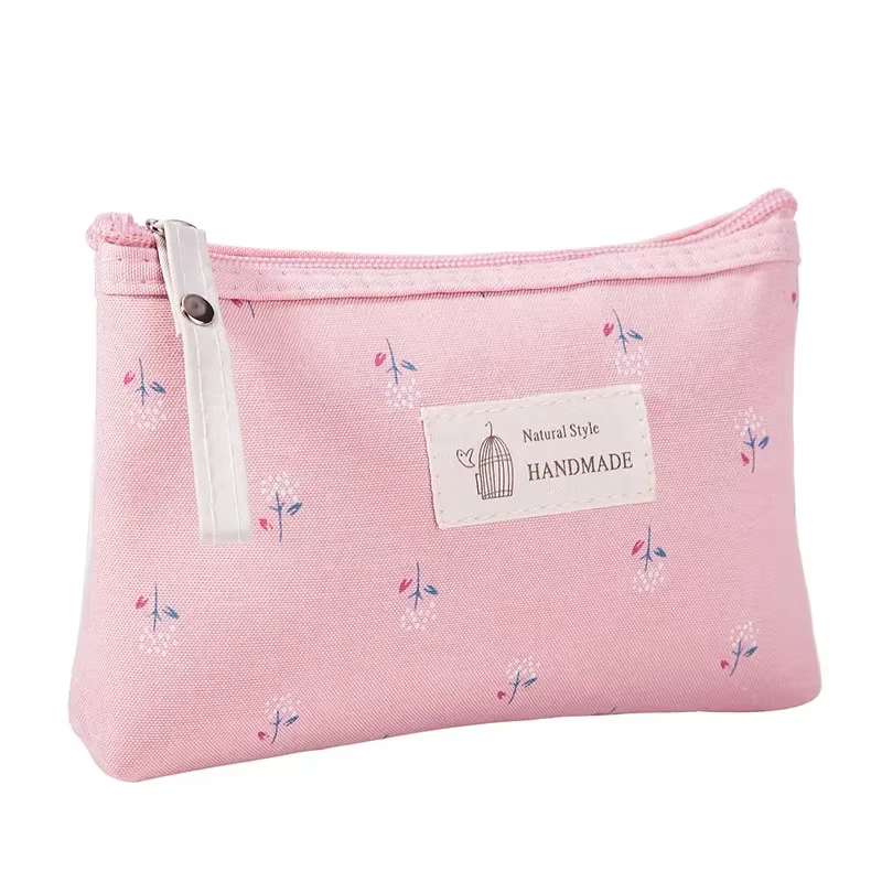 Sac à cosmétiques en toile souple imprimé à pois pour femmes, mignon, organisateur de produits de to