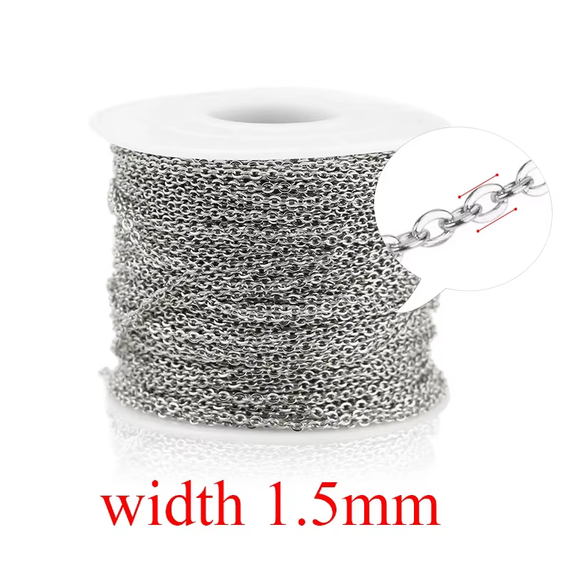 Chaîne en acier inoxydable de 2m pour la fabrication de bijoux, câble, chaînes en or Rose et argent,