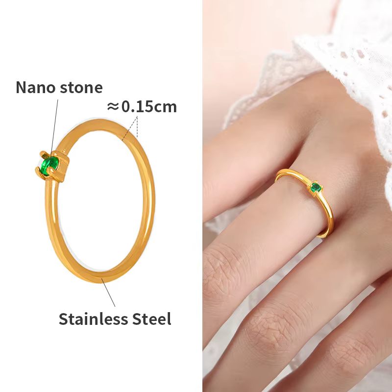 Belles bagues en acier inoxydable pour femmes, anneau d'index géométrique plaqué or, étanche, sans r