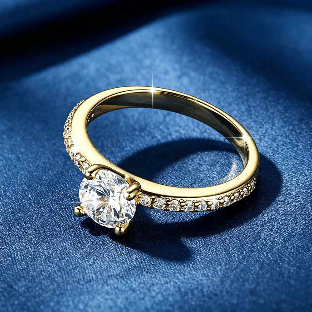 Bague de fiançailles classique en moissanite certifiée Lnkry 1,0 carat, en or 14 carats, diamant de 