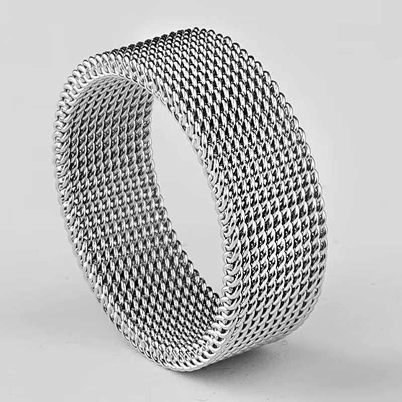Mode unisexe maille élastique en acier inoxydable anneau cercle tissé maille Vintage femmes hommes a