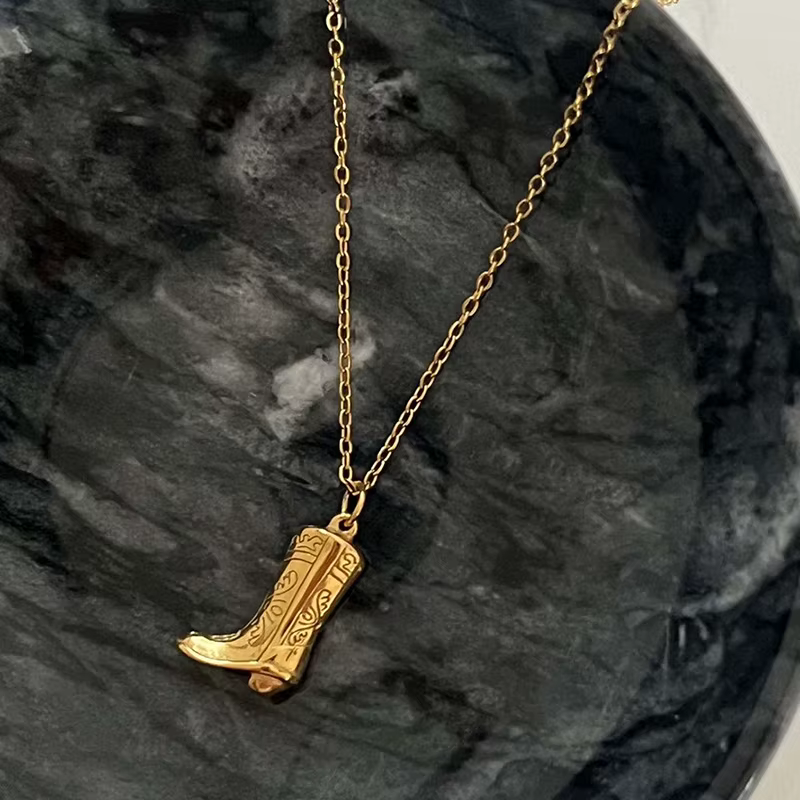 Collier pendentif botte de Cowboy Cowgirl en acier inoxydable pour femmes, accessoires de bijoux occ